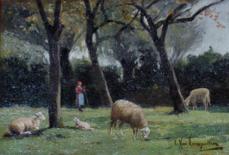 unknow artist Shepherdess with sheep